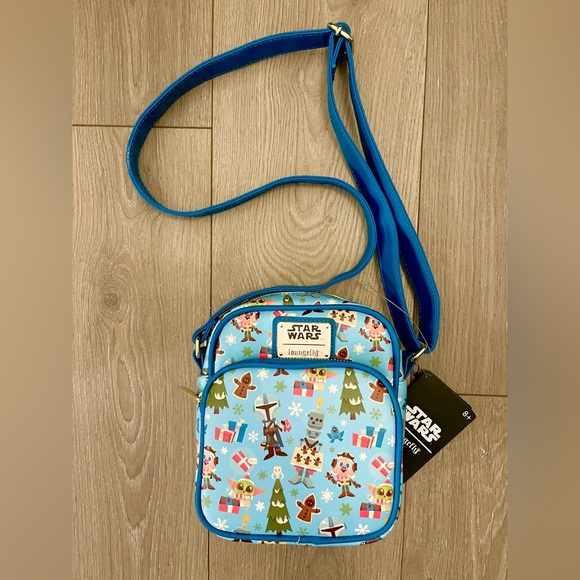 Loungefly Handbags - NWT Loungefly Star Wars The Mandalorian Chibi Holiday Faux Leather Crossbody Bag